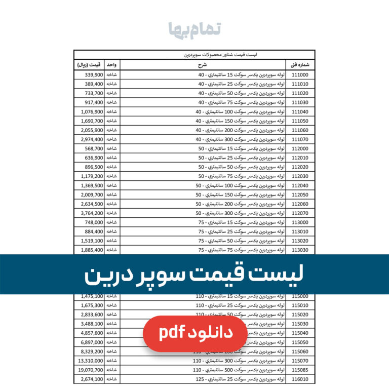 لیست قیمت سوپردرین