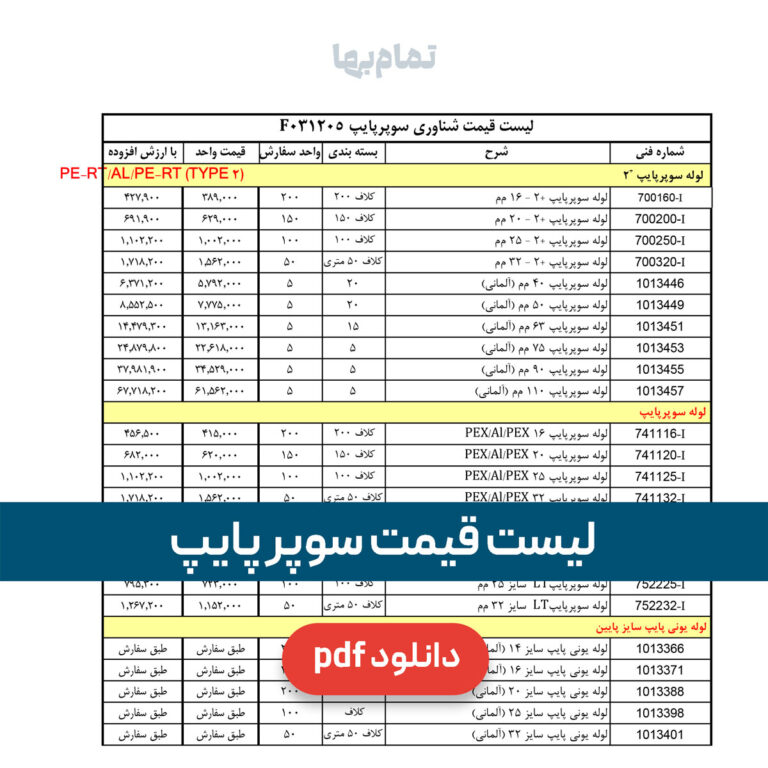 لیست قیمت سوپرپایپ