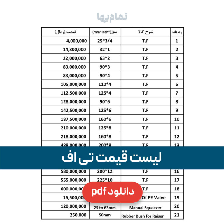 لیست قیمت تی اف گازی (tf)
